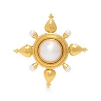 ELIZABETH LOCKE, YELLOW GOLD AND CULTURED PEARL BROOCH PENDANT