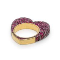 JESSICA MCCORMACK, RUBY AND BICOLOR GOLD HEART RING