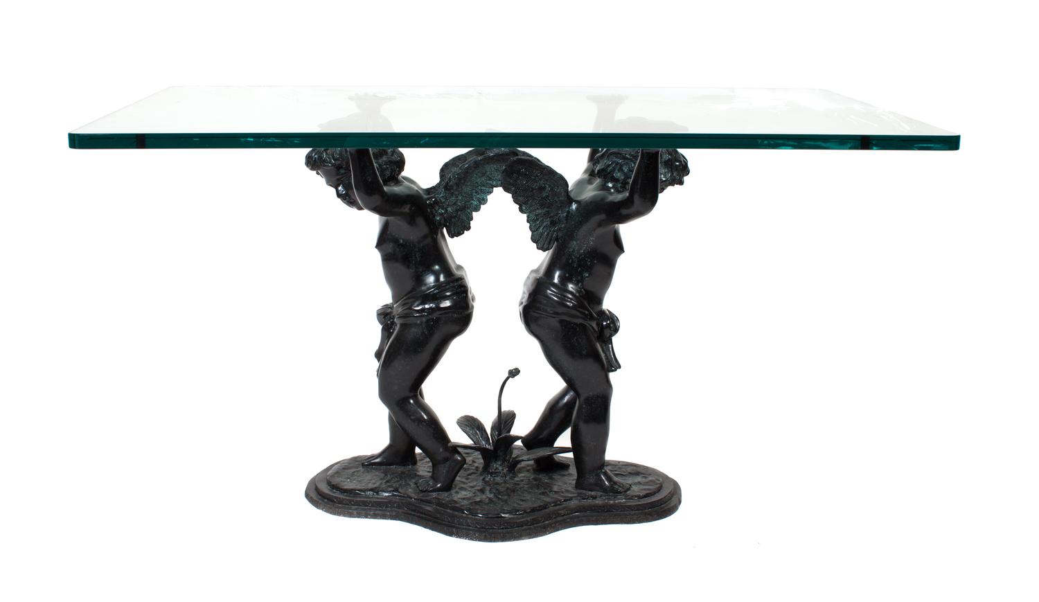 A Contemporary Bronze Figural Table Height 29 x width 55 x depth 32 inches. — SECOND HALF 20TH CENTURY