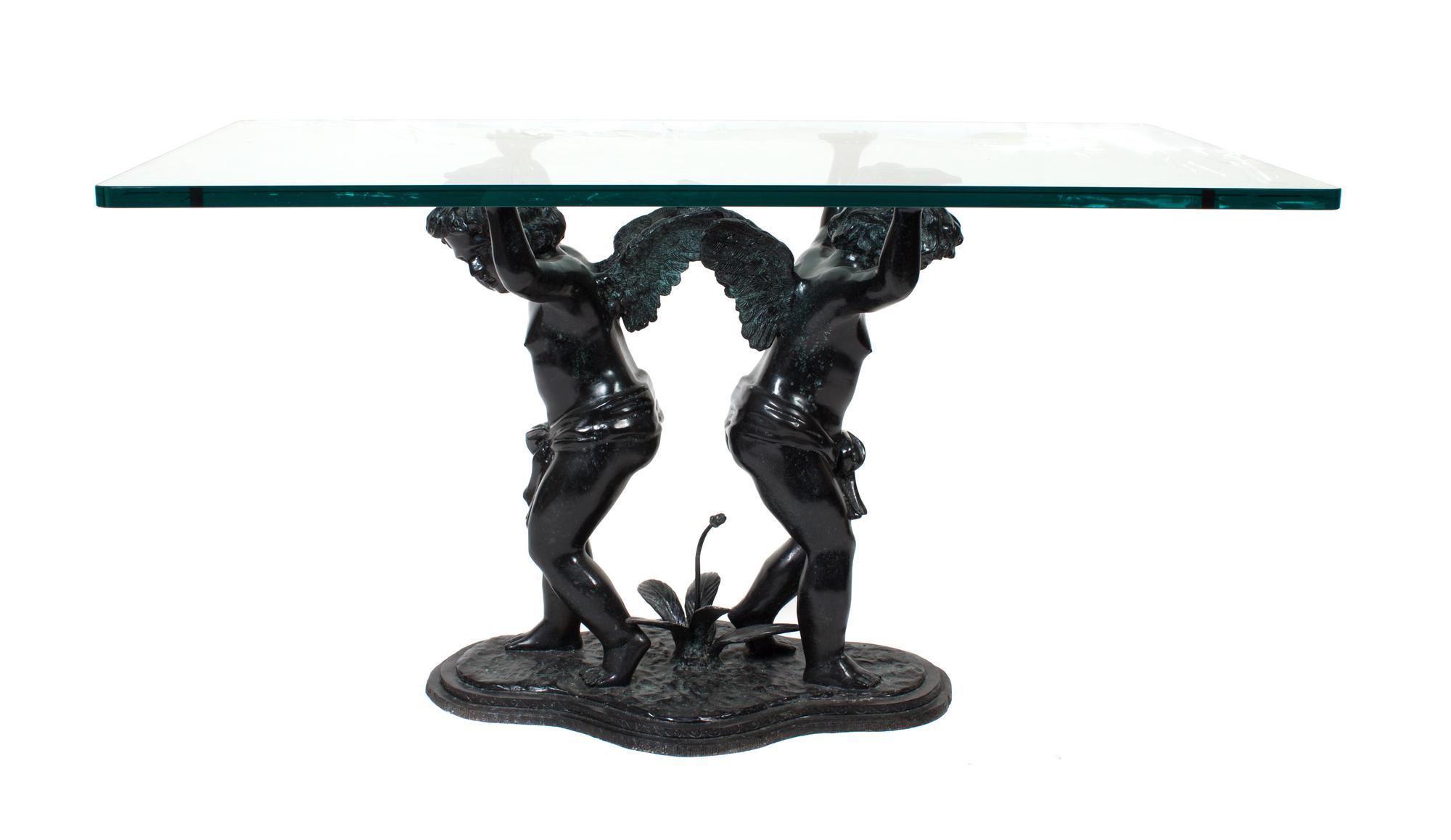 A Contemporary Bronze Figural Table Height 29 x width 55 x depth 32 inches. — SECOND HALF 20TH CENTURY