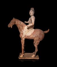 A Pair of Chinese Pottery Equestrian Figures