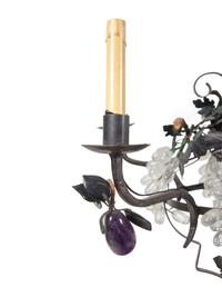 A Continental Wrought Steel and Rock Crystal Four-Light Chandelier