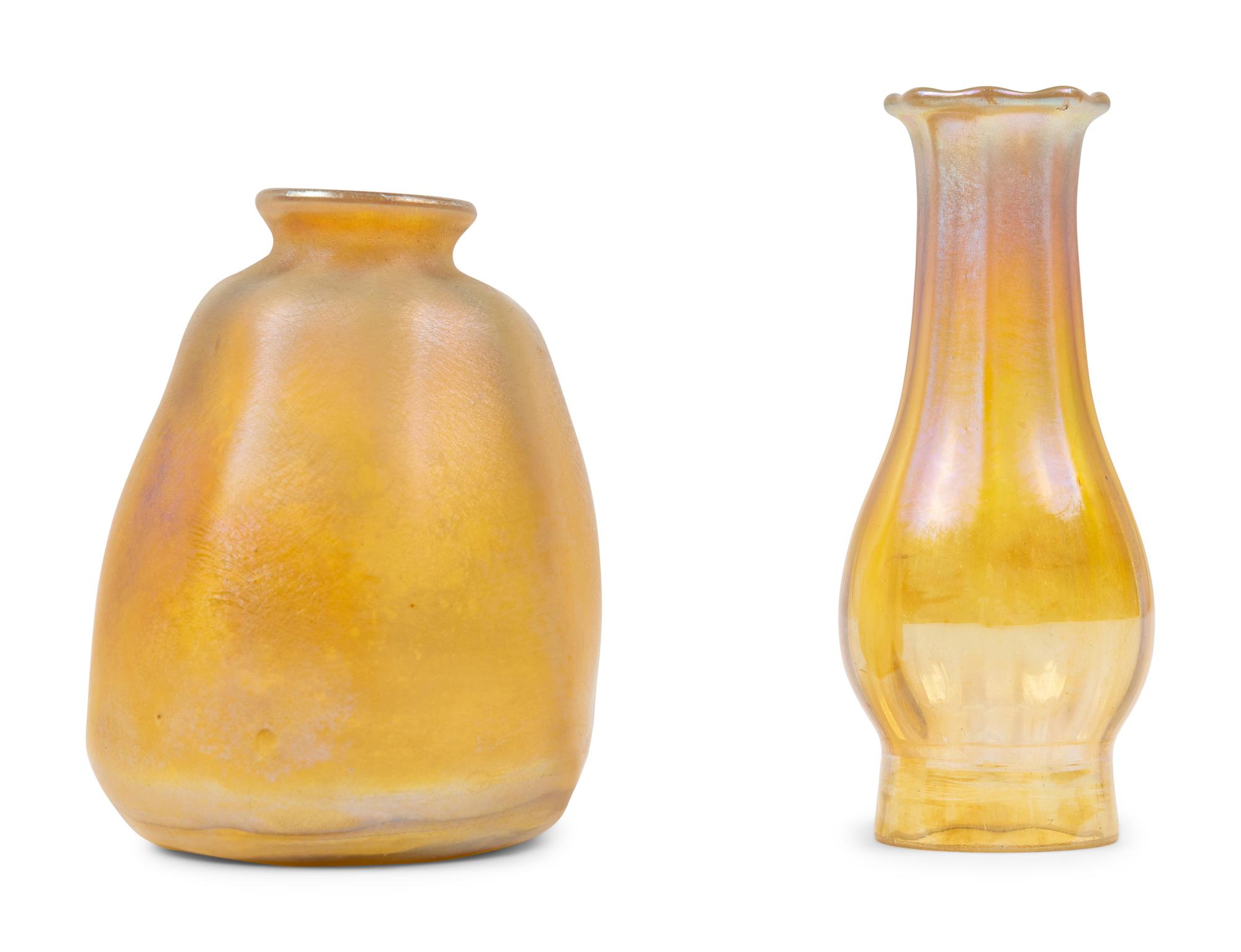 Two Small Favrile Glass Shades
