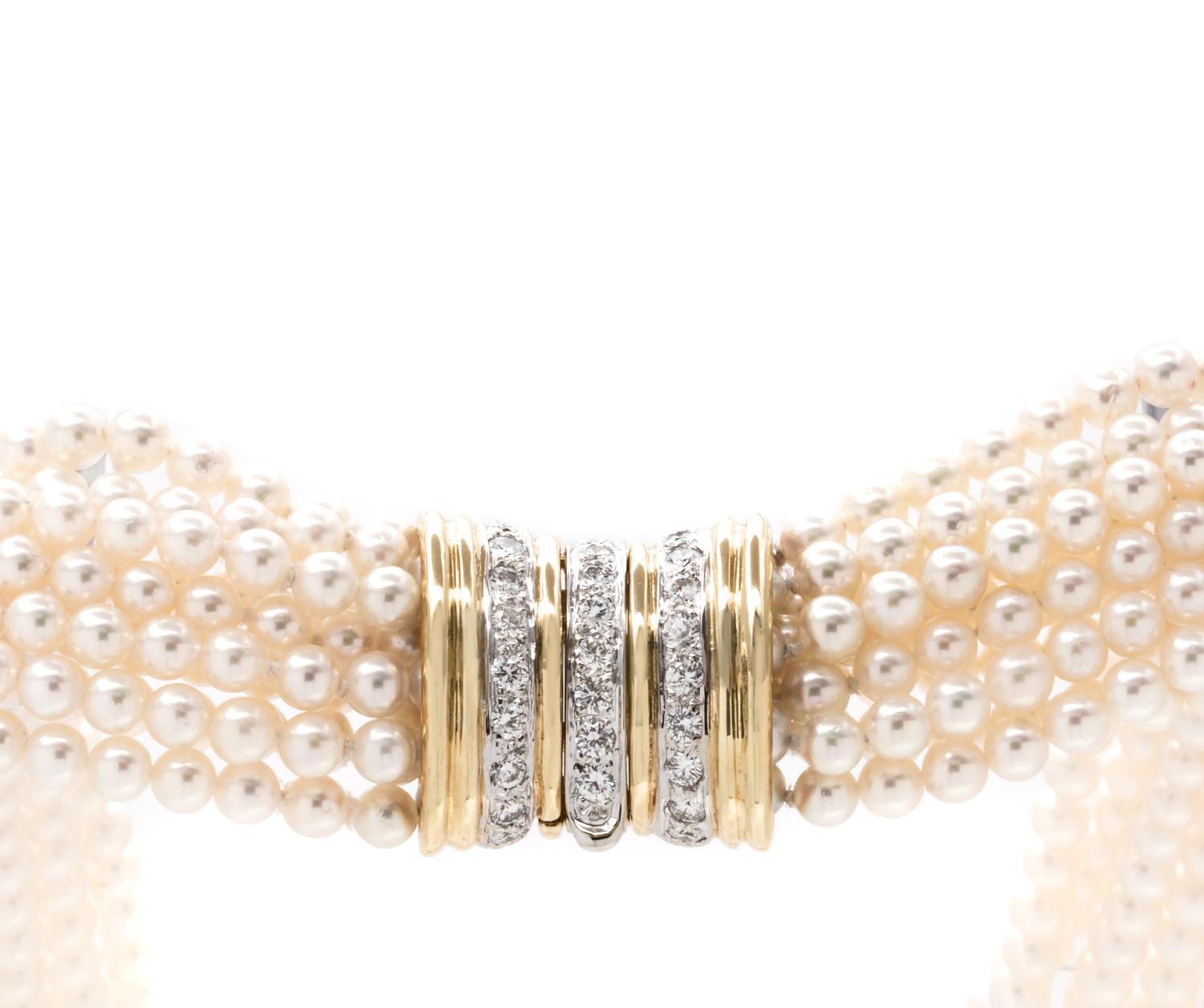 TIFFANY & CO., CULTURED PEARL AND DIAMOND TORSADE NECKLACE