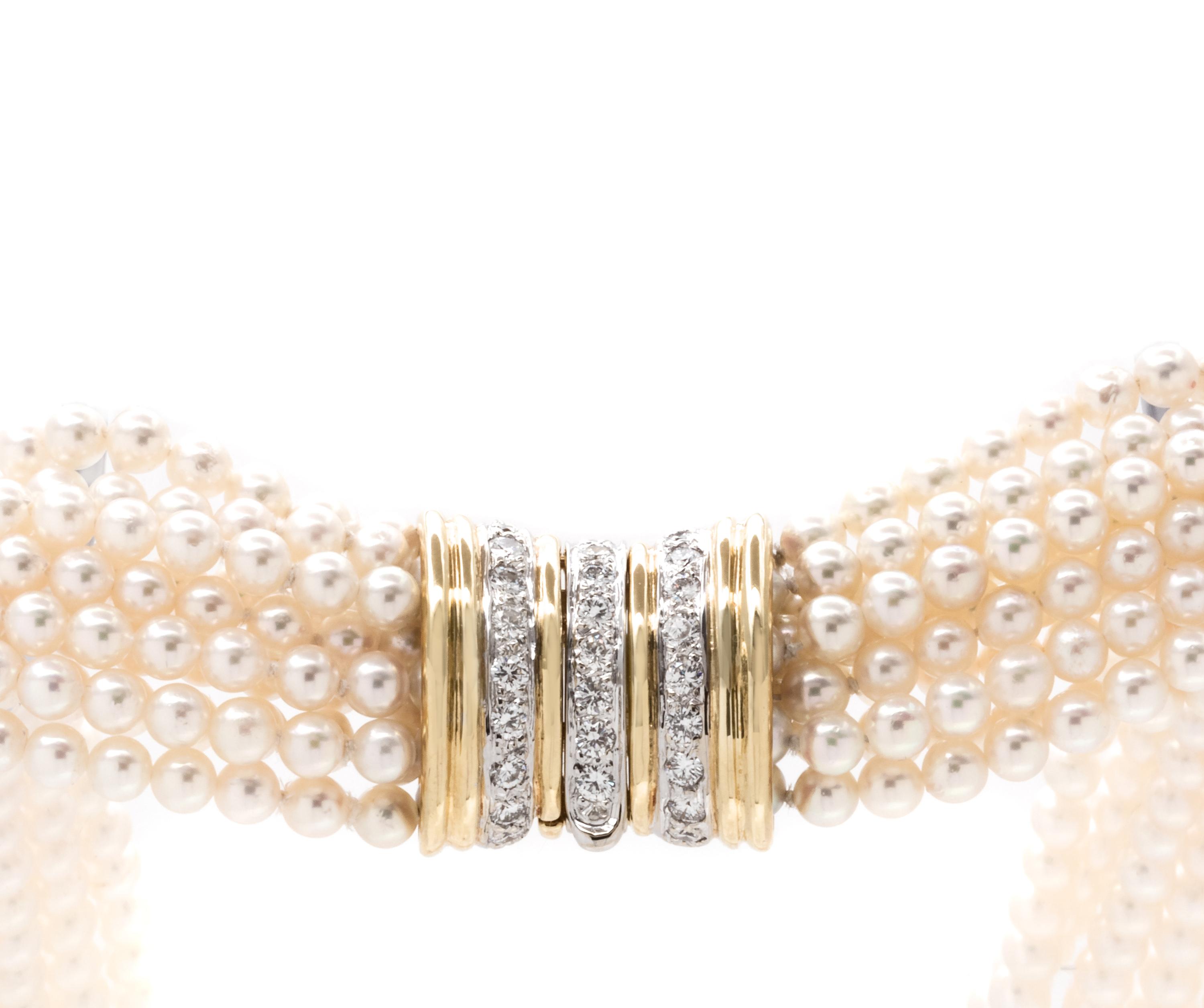 TIFFANY & CO., CULTURED PEARL AND DIAMOND TORSADE NECKLACE