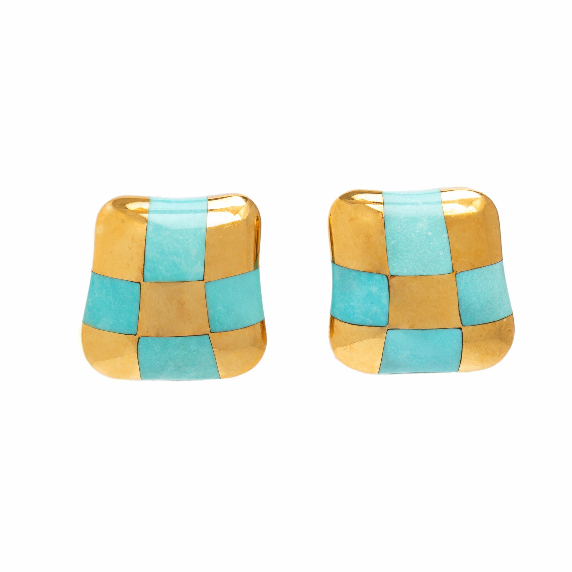 Angela Cummings, Turquoise and Yellow Gold Earrings