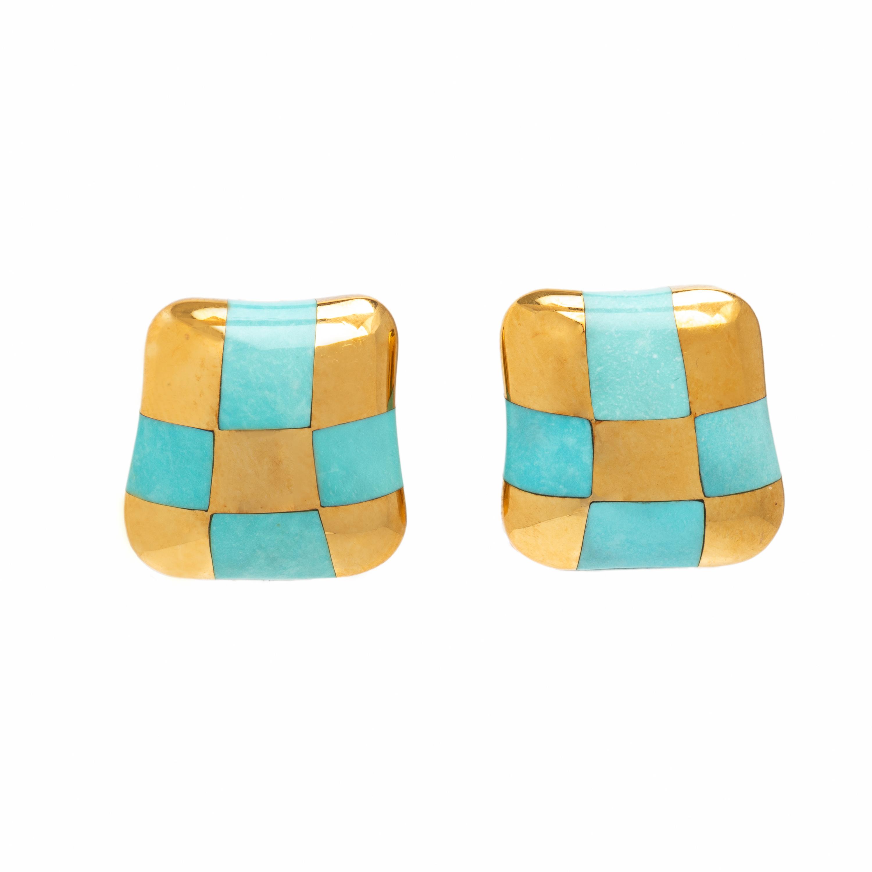 Angela Cummings, Turquoise and Yellow Gold Earrings