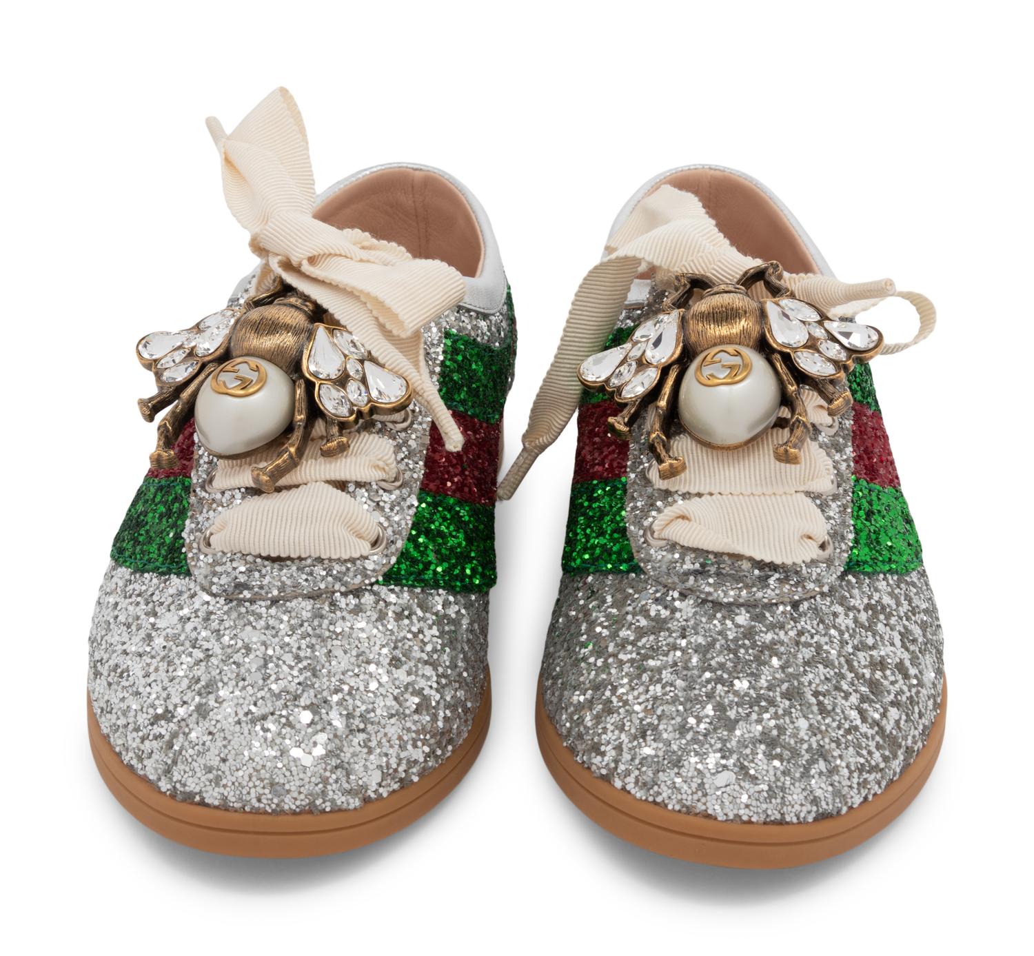 Gucci Silver Shoes with Bee, Unworn