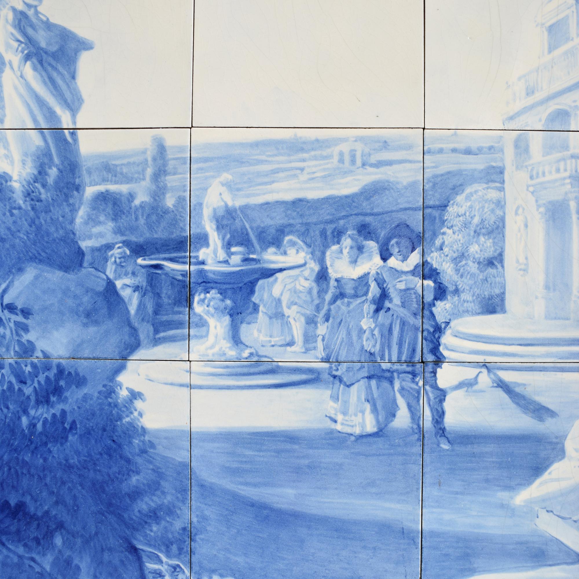 A Delft Tile Mosaic After Frans Hals 70.5" W x 4" D x 64.5" H — Netherlands, 19th Century