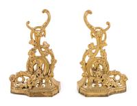 A Pair of Louis XV Style Gilt Metal Chenets