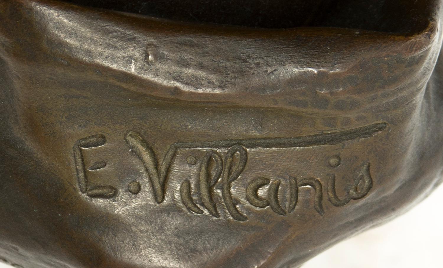A French Bronze Bust, Emanuele Villanis, Height 17 1/2 inches.