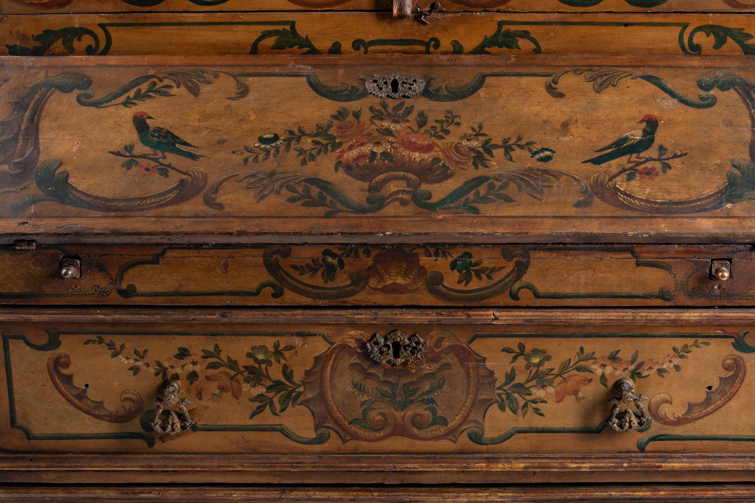 A Venetian Neoclassical Style Polychromed Secretary Bookcase — 19TH CENTURY