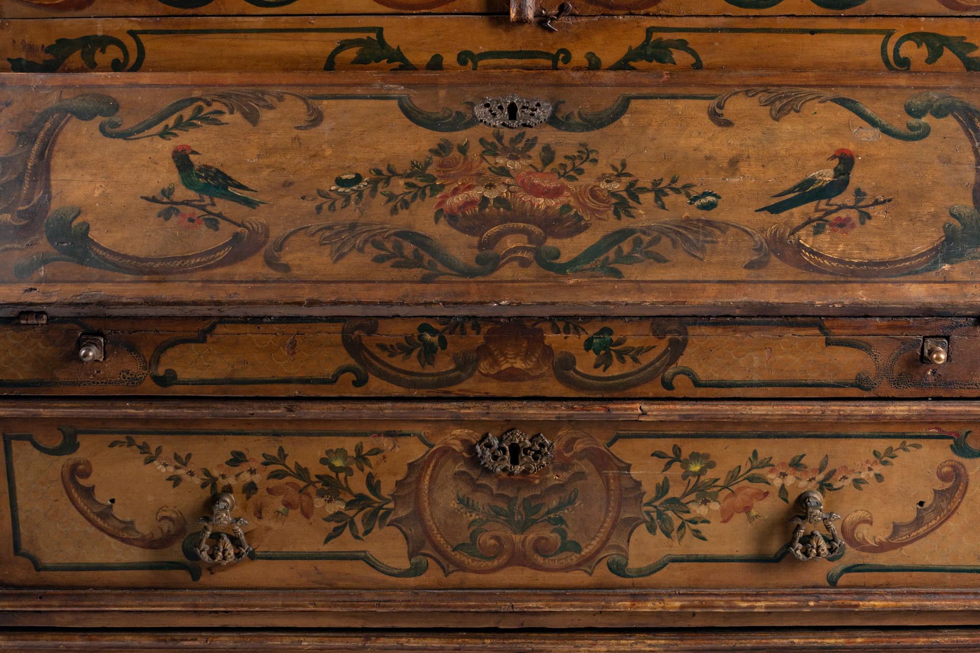 A Venetian Neoclassical Style Polychromed Secretary Bookcase — 19TH CENTURY