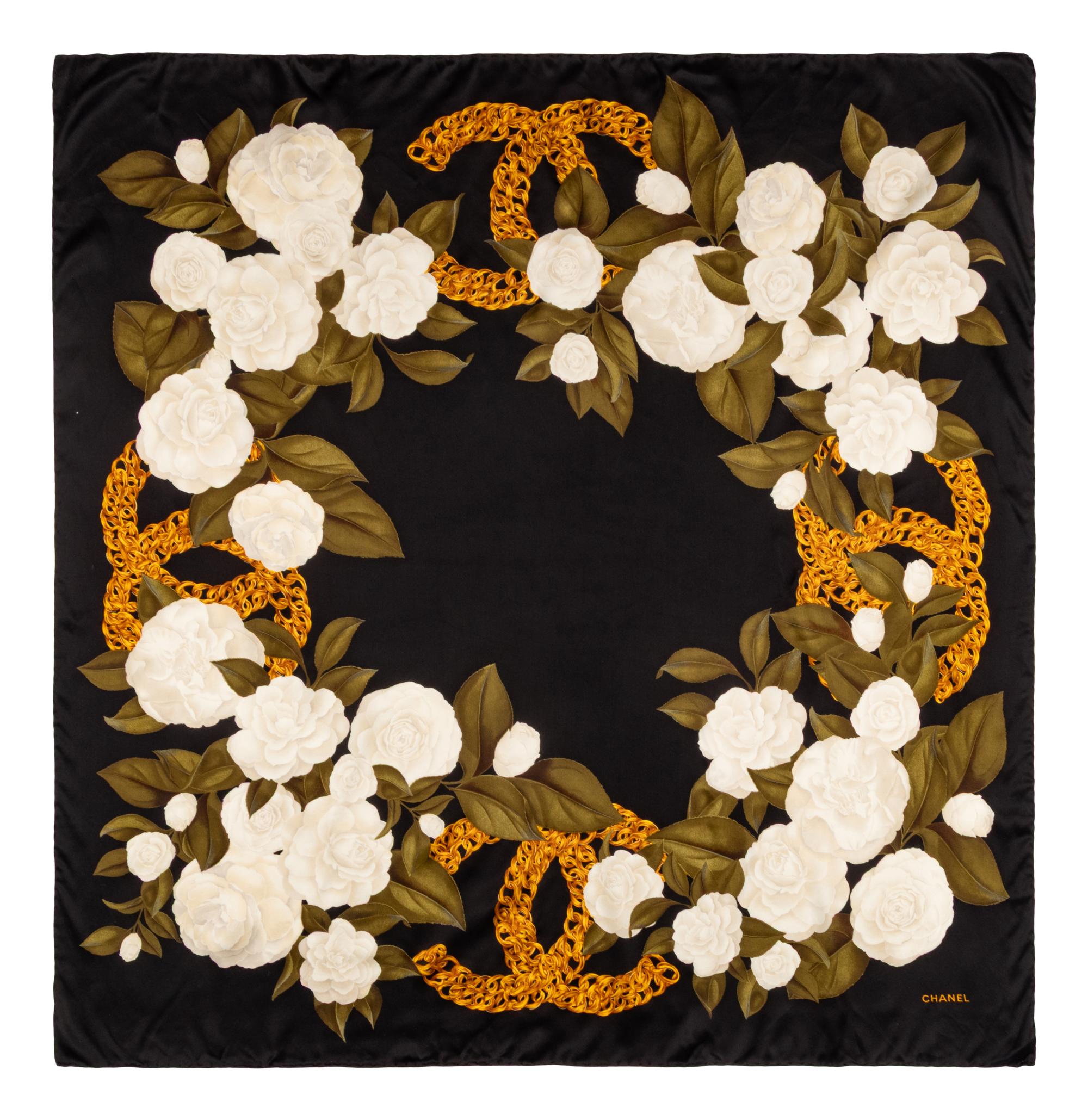 Chanel, White Leather Handbag & Silk Scarf