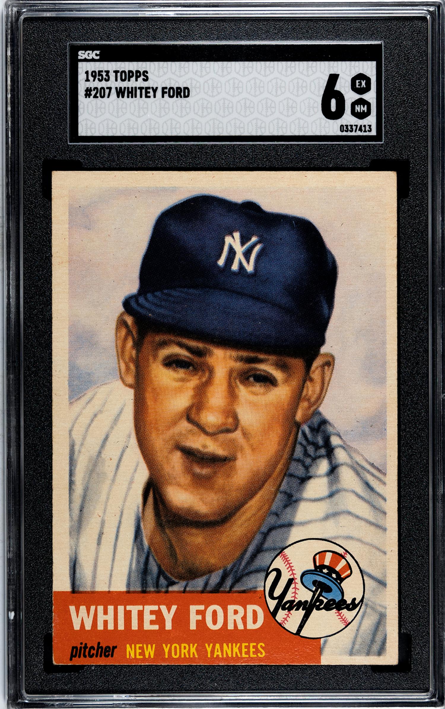 A 1953 Topps Whitey Ford Baseball Card No. 207 (SGC 6 EX/NM)