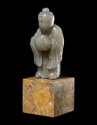 A Chinese Celadon Jade Figure of Shoulao