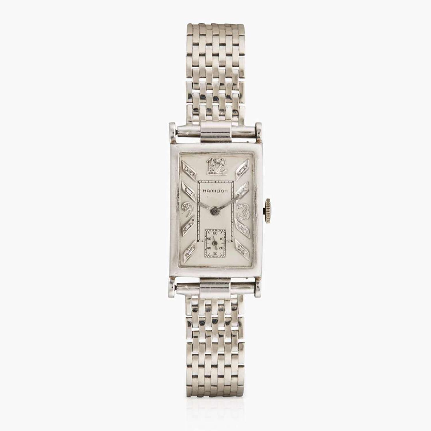A 14K White Gold Hamilton Watch