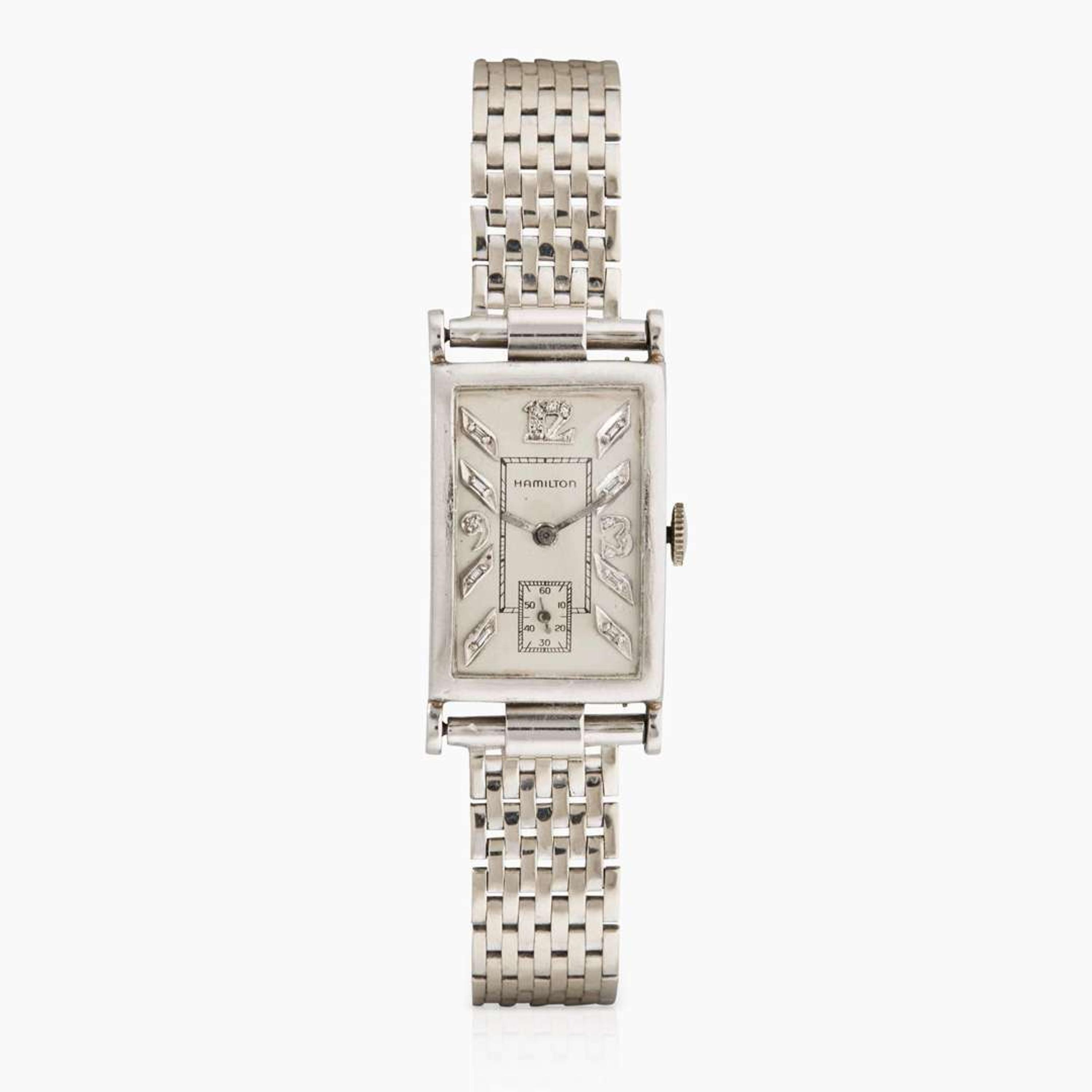 A 14K White Gold Hamilton Watch