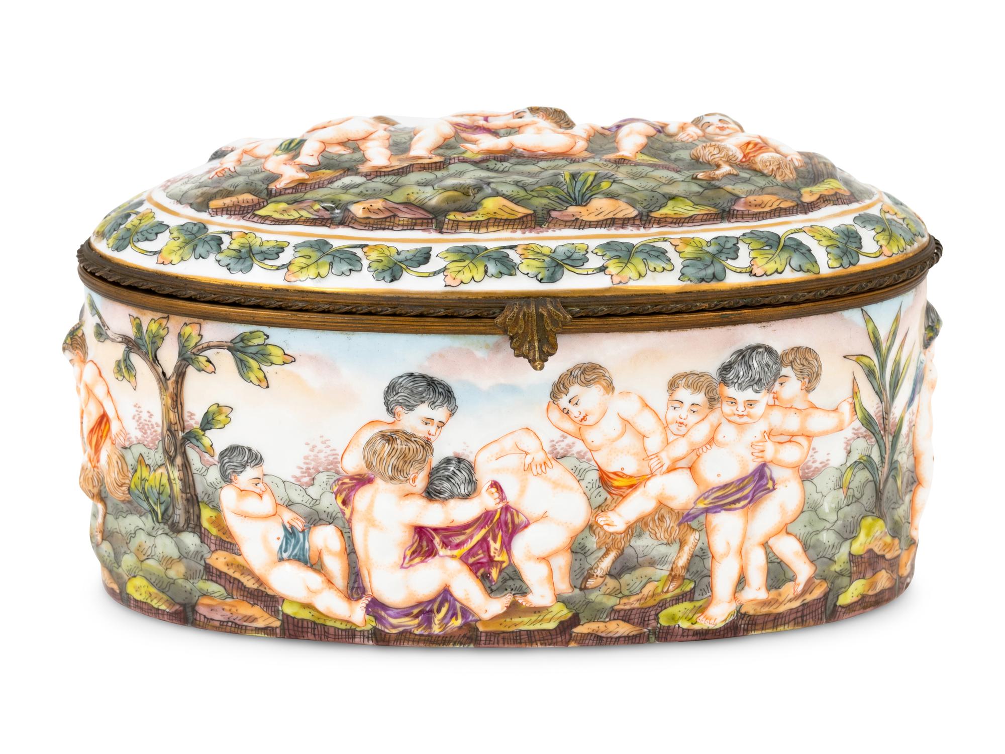 A Capodimonte Porcelain Table Casket