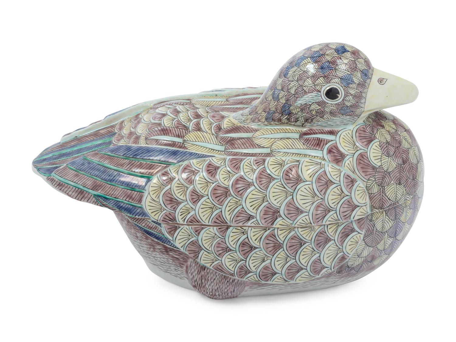 A Chinese Export Porcelain Goose Tureen
