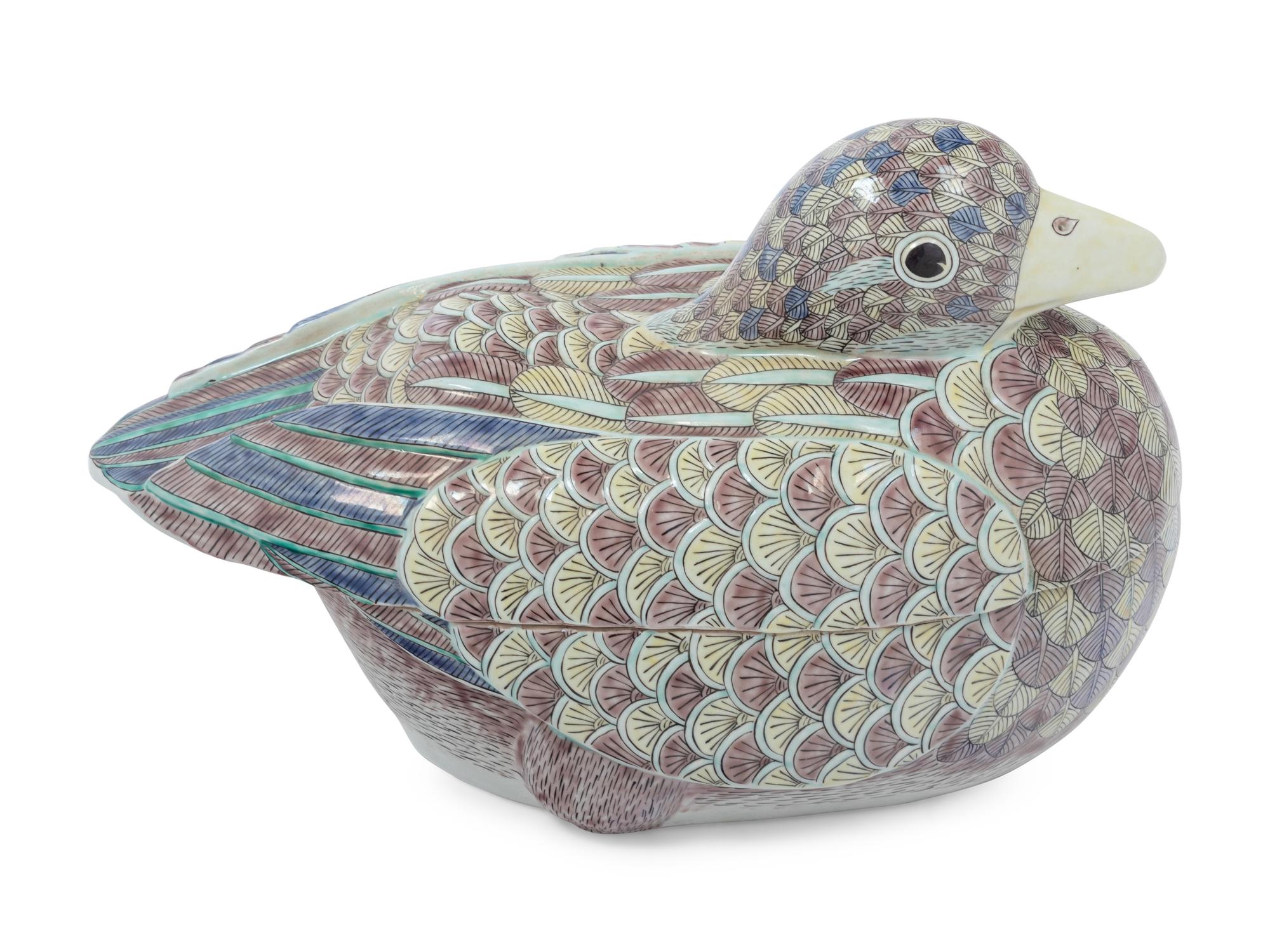 A Chinese Export Porcelain Goose Tureen