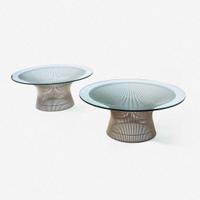Warren Platner Two Glass and Nickel-Plated Coffee Tables for Knoll International