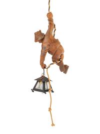 A Black Forest Carved Lindenwood 'Climber' Lamp