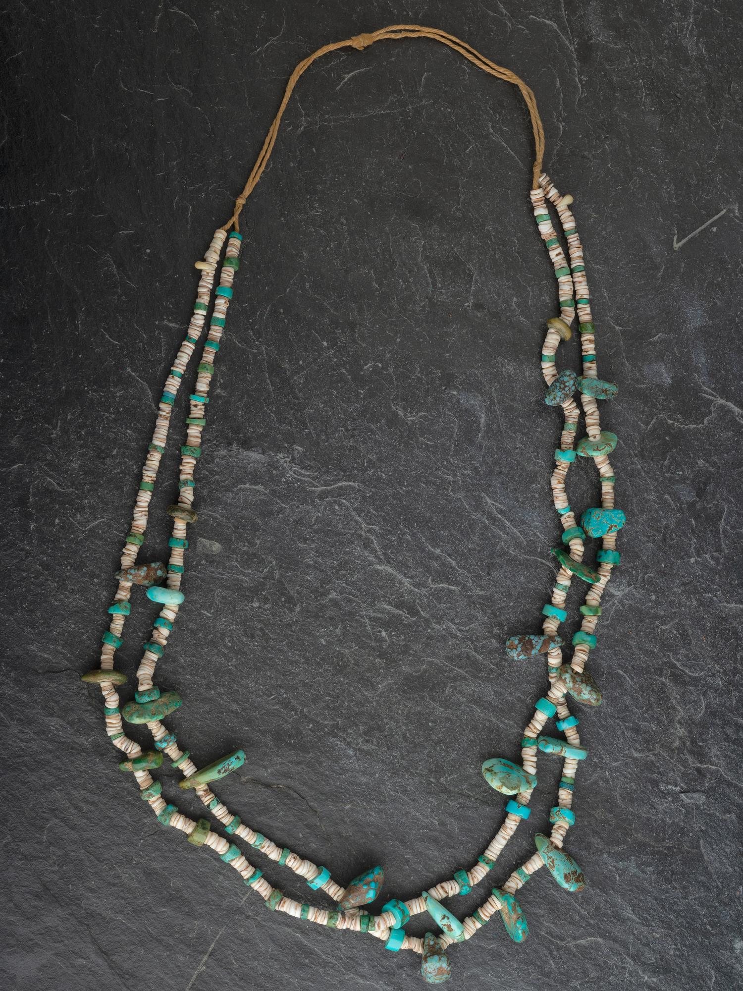 Pueblo Double-strand Turquoise Tab Necklace