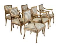 A Set of Six Italian Silvered Armchairs