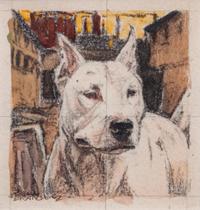 Three Works of Art depicting White Bull Terriers, Paul Branson (American, 1885-1979), comprising three mixed media works. — Paul Branson (American, 1885-1979)