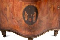 A Pair of George III Marquetry Marble-Top Corner Cabinets in the Manner of Mayhew and Ince