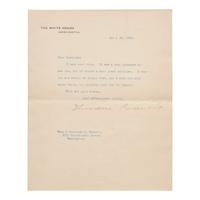 [Presidential] Roosevelt, Theodore. Typed Letter, signed