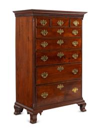A Chippendale Figured Mahogany Tall Chest of Drawers