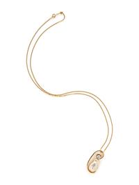 YELLOW GOLD, CULTURED BAROQUE PEARL, AND DIAMOND PENDANT NECKLACE