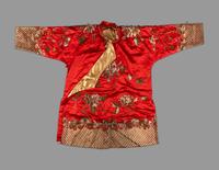 A Chinese Red Ground Embroidered Silk Jacket