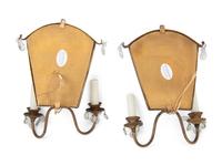 A Pair of Italian Prism-Mounted Two-Light Sconces