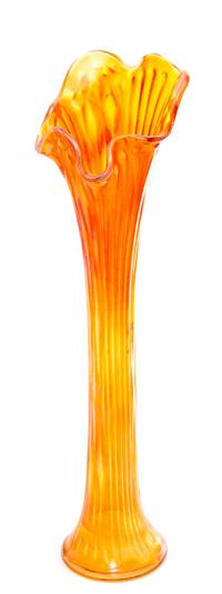 A Carnival Glass Trumpet Vase Height 17 inches.