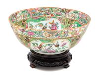 A Chinese Rose Medallion Porcelain Punch Bowl