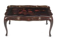 A Chinese Export Lacquer Tray on a Later Stand