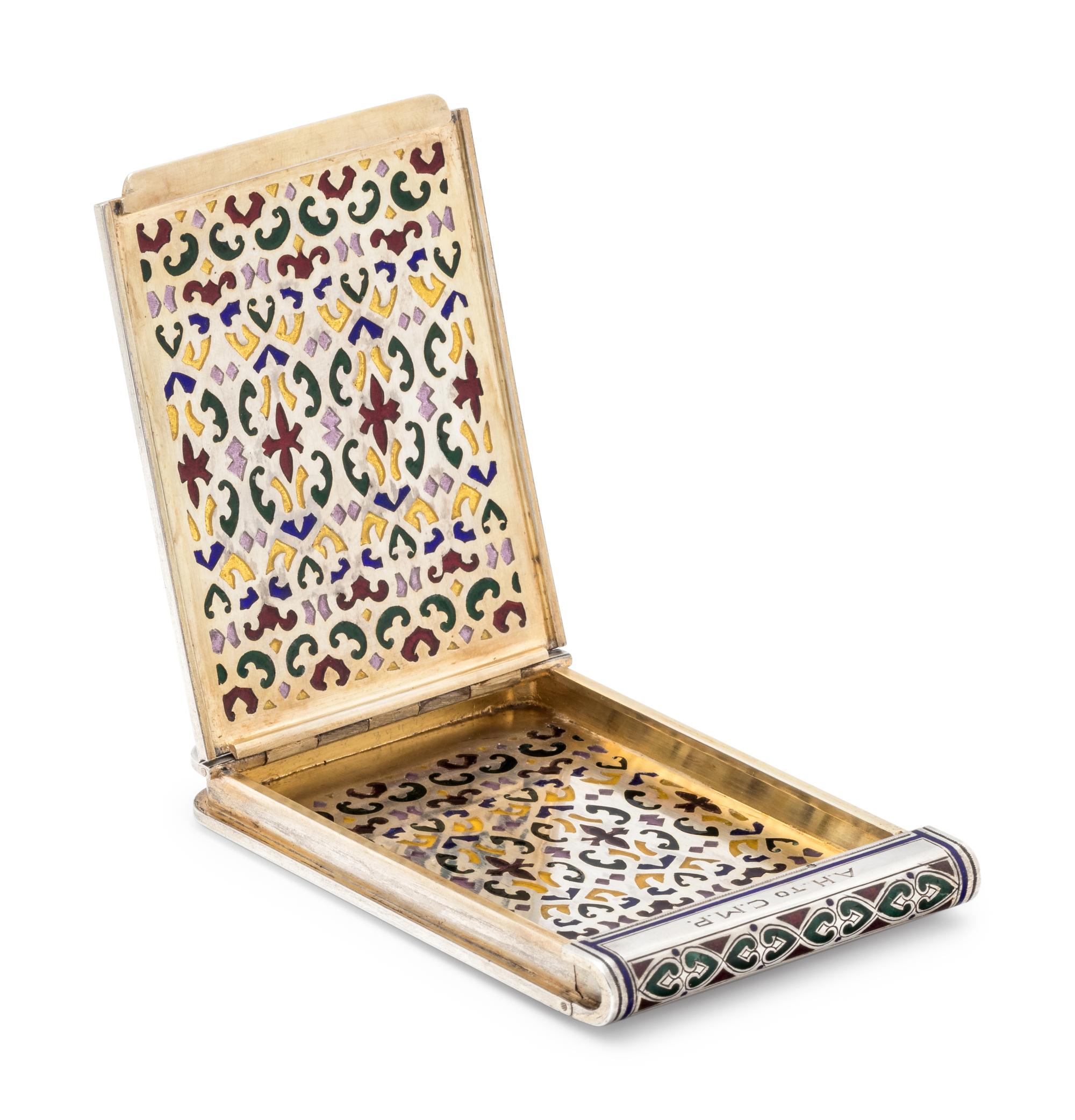A Russian Silver and Plique-à-Jour Enamel Card Case