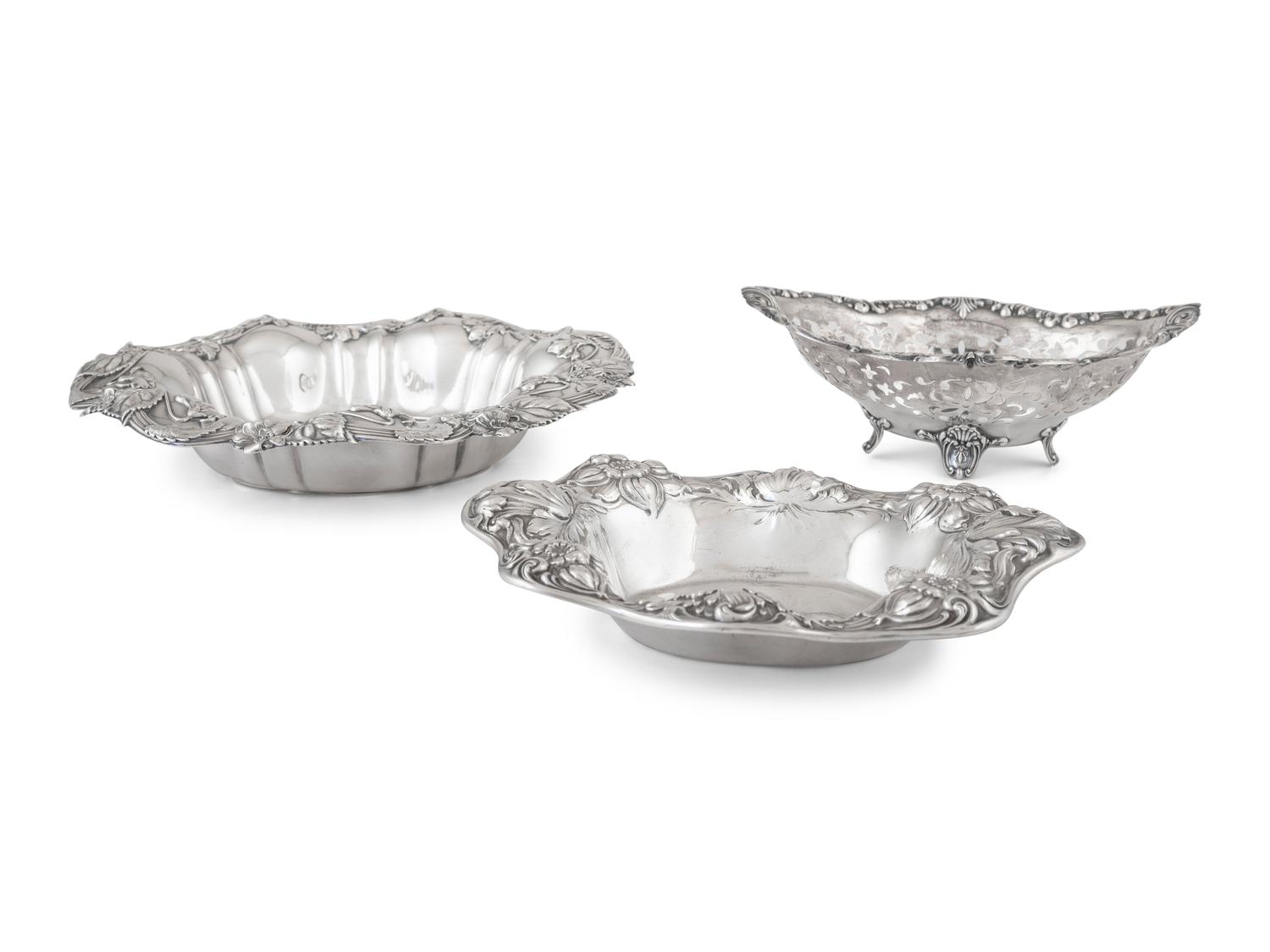 Three American Silver Repousse Bowls