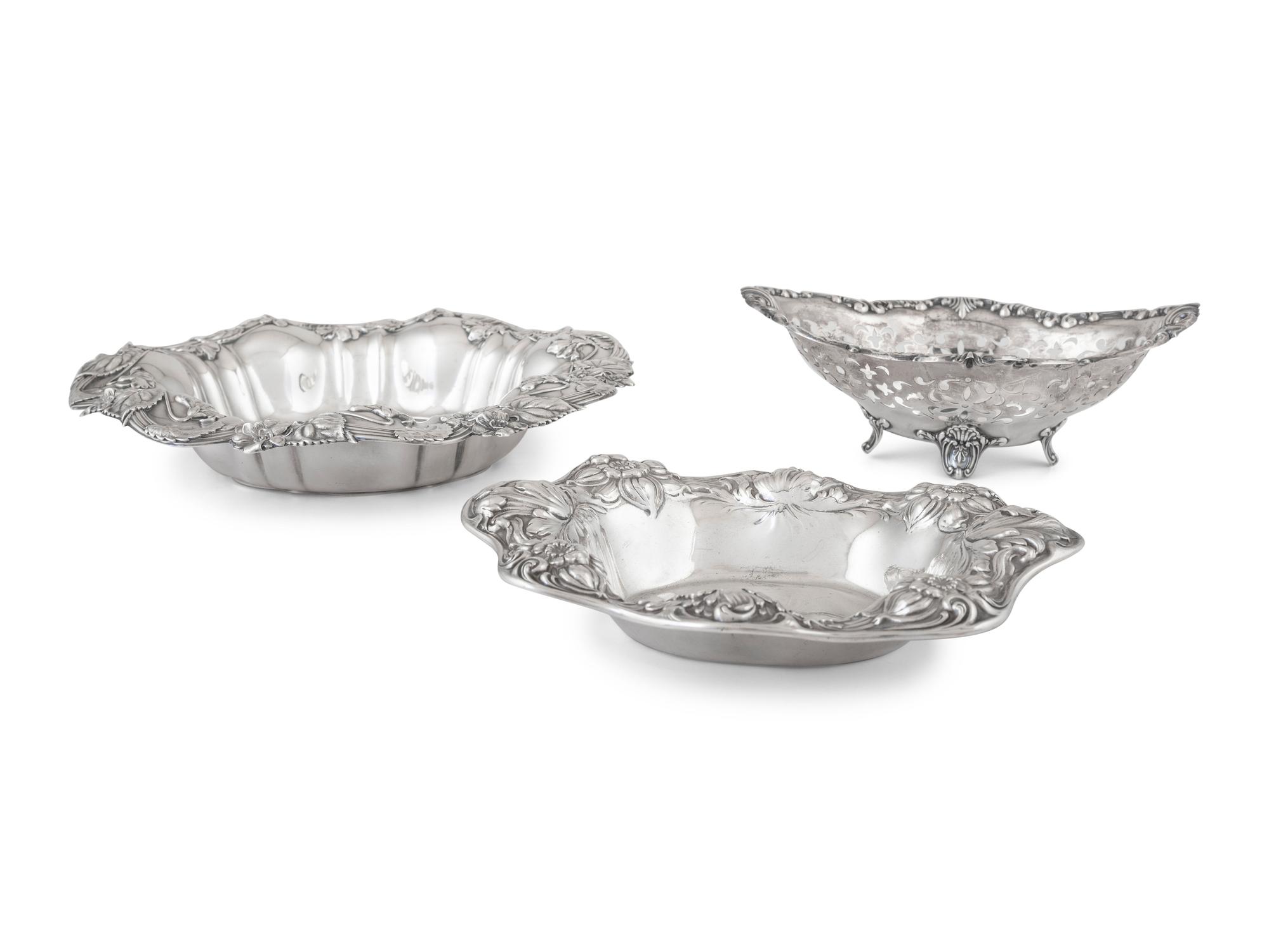 Three American Silver Repousse Bowls