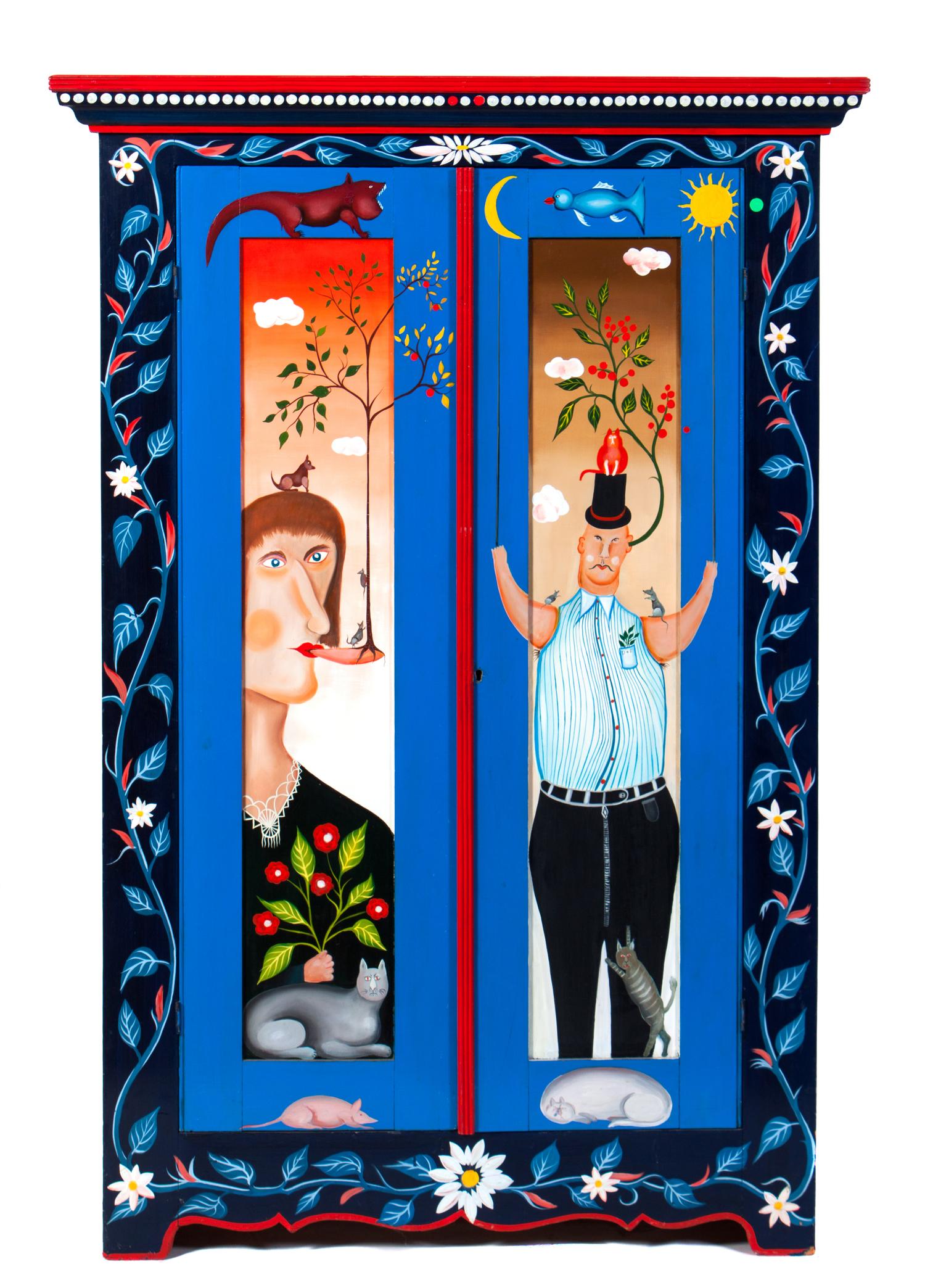 A Painted Wood Cabinet Height 66 inches. — FRIEDRICH (FRITZ) GROSS, 20TH CENTURY