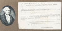MADISON, James (1751-1836). Partly printed document signed ("James Madison"), as President of the United States, countersigned by Edward Tiffin as Commissioner of the General Land Office. Washington, D.C., 1 June 1814.