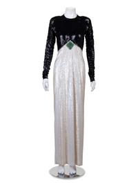 Geoffrey Beene Sequin Dress with Green Stones, Spring 1985