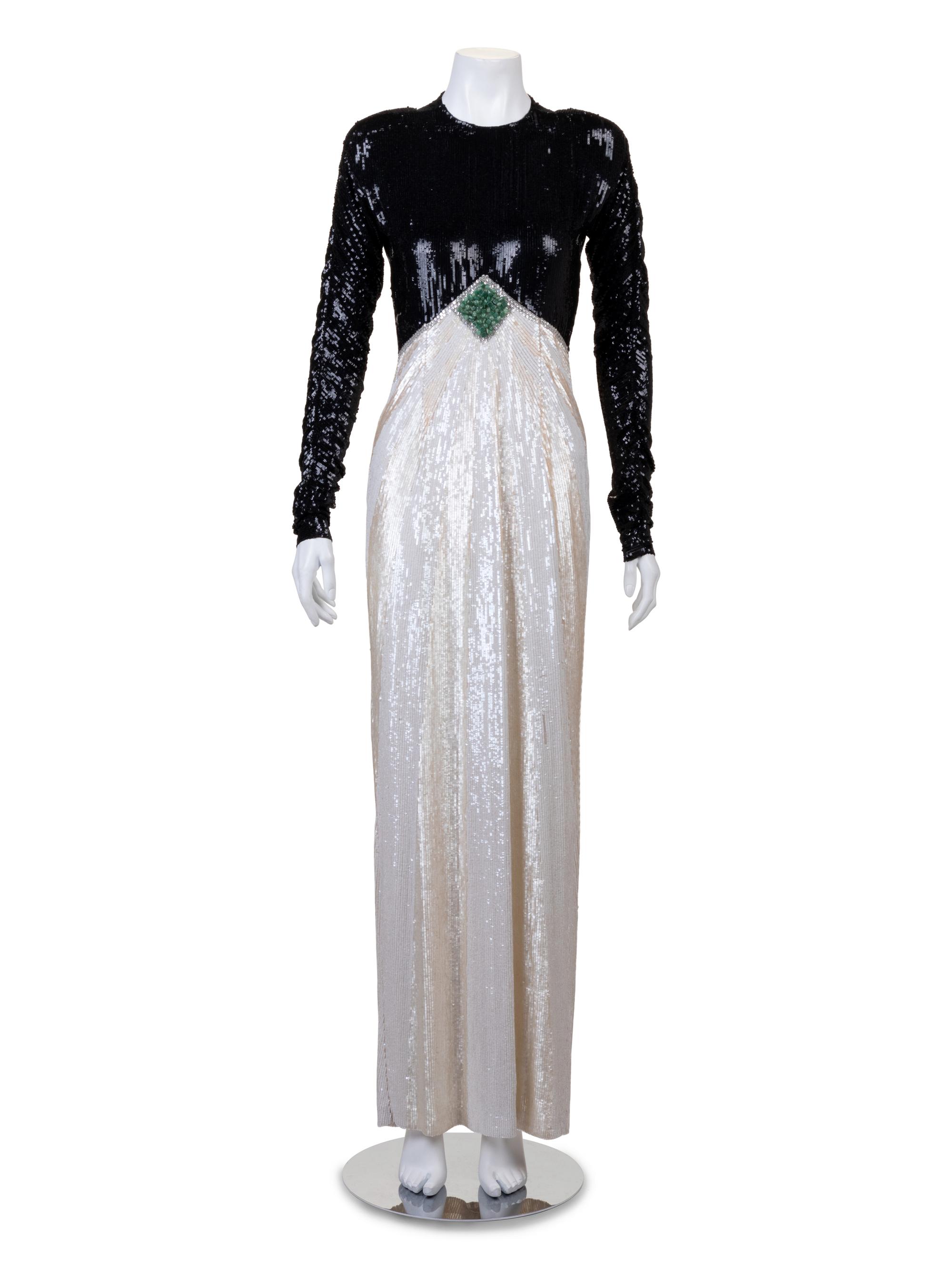 Geoffrey Beene Sequin Dress with Green Stones, Spring 1985