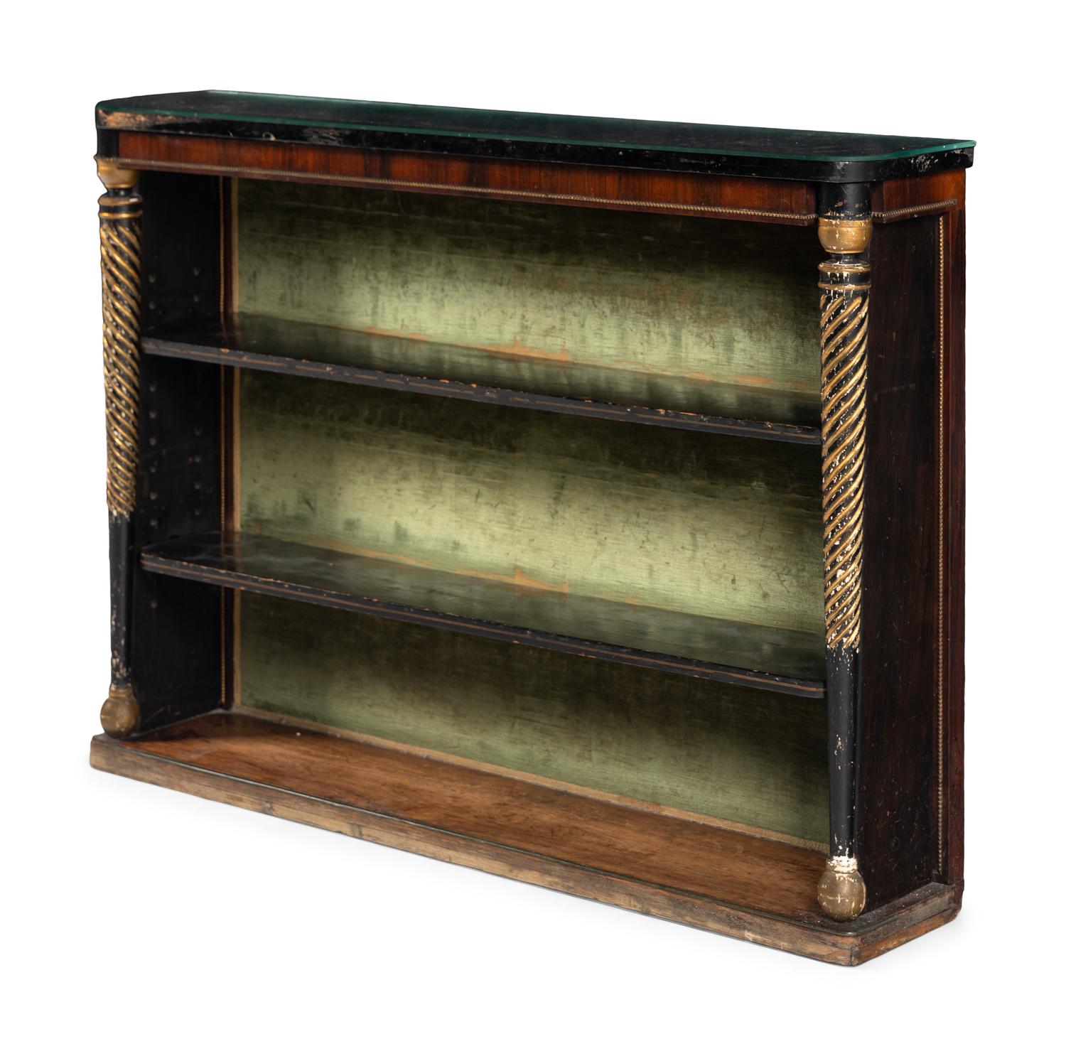 A Regency Parcel Gilt and Ebonized Mahogany Étagère