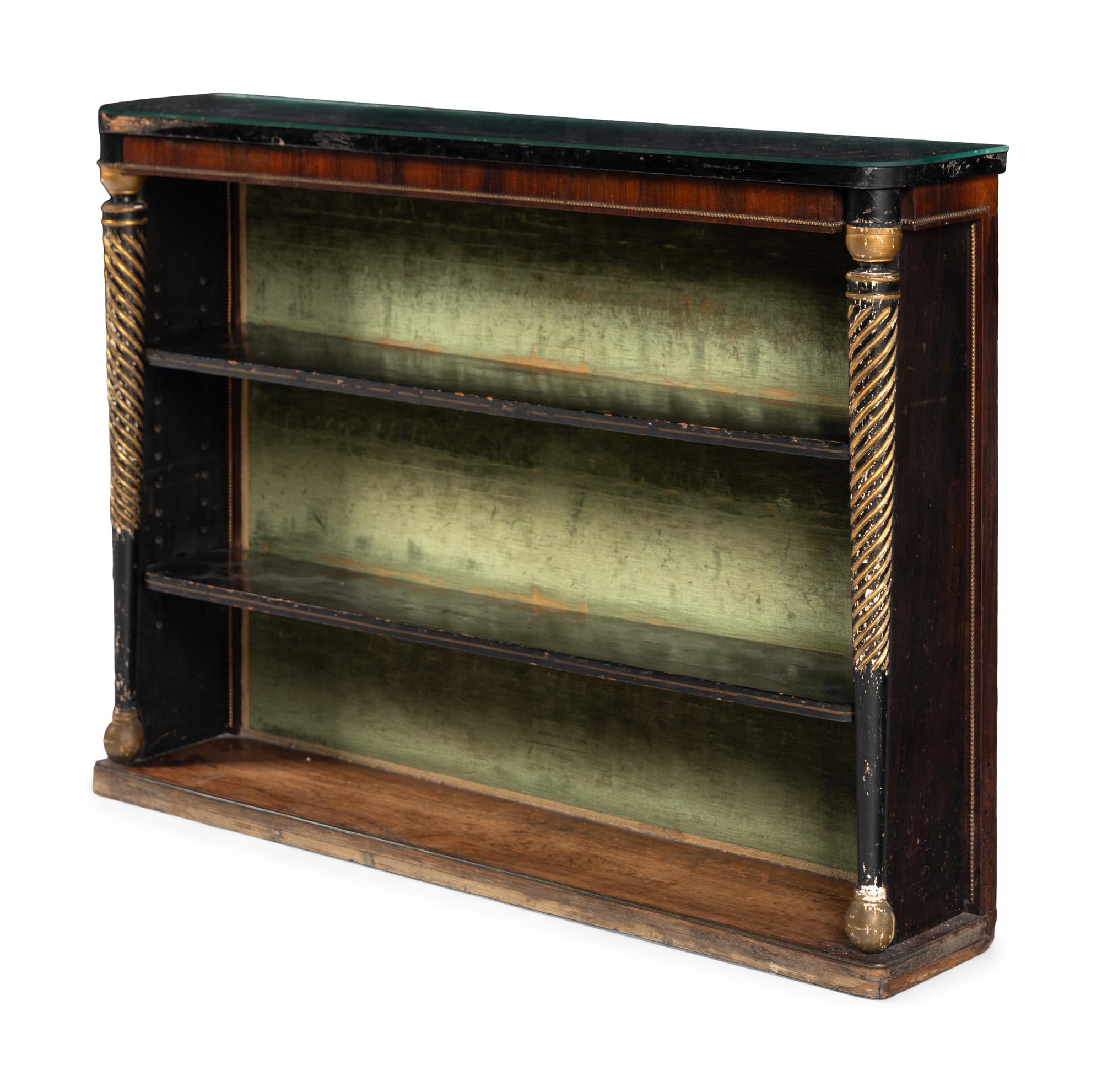 A Regency Parcel Gilt and Ebonized Mahogany Étagère