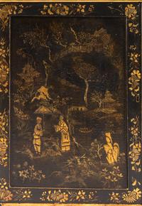 A Regency Black-Painted and Parcel-Gilt Japanned Cabinet
