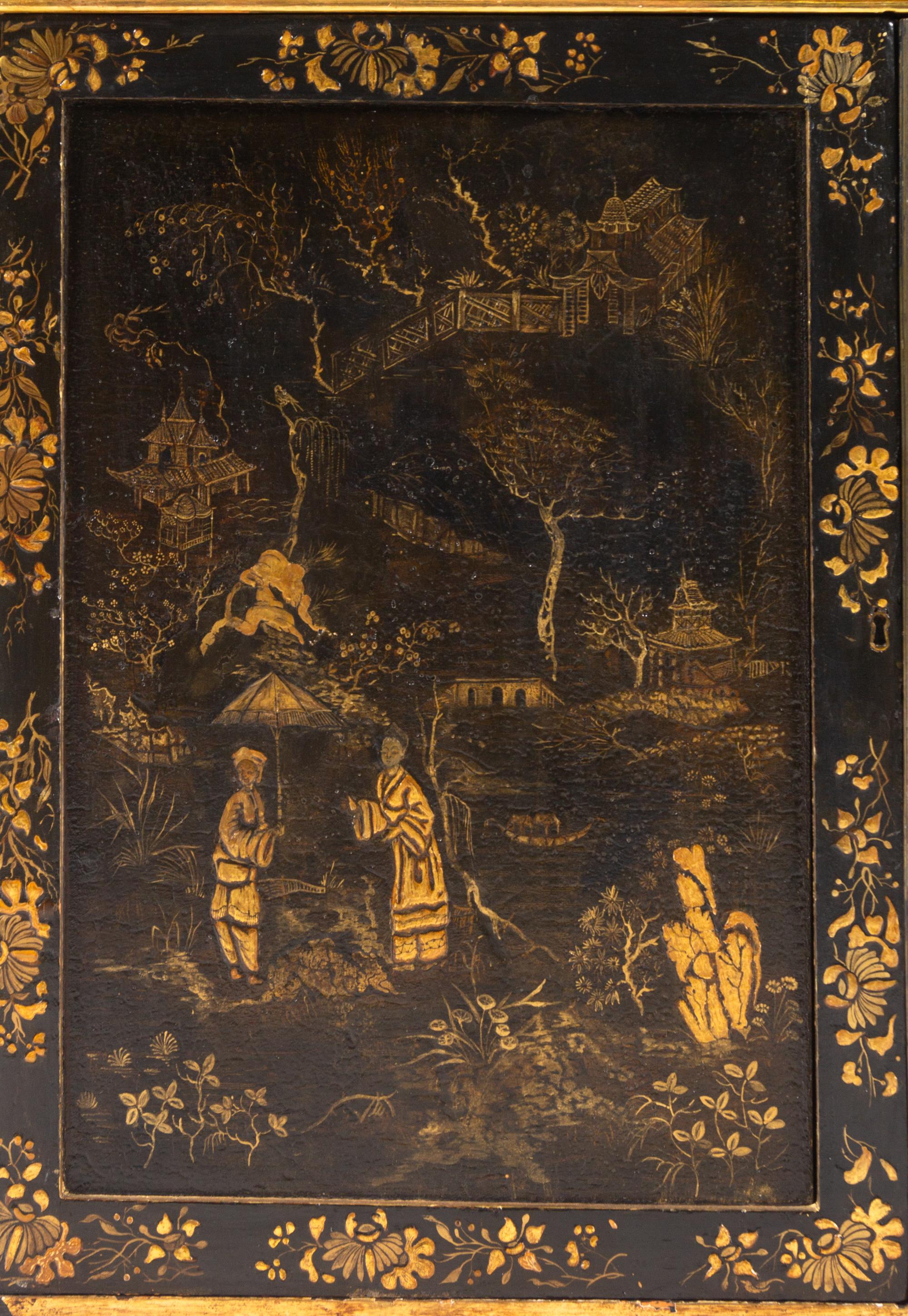 A Regency Black-Painted and Parcel-Gilt Japanned Cabinet